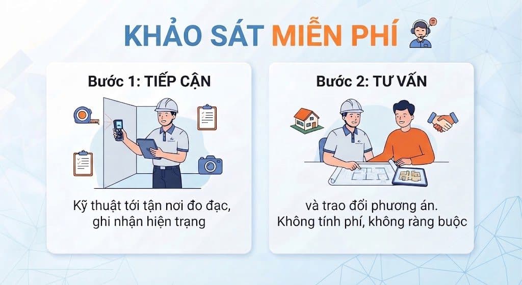 Khảo sát miễn phí — quy trình sửa chữa nhà tại TP.HCM