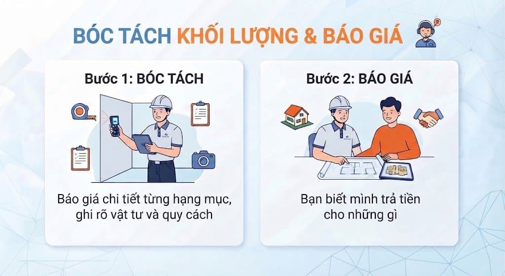Bóc tách khối lượng & báo giá — quy trình sửa chữa nhà tại TP.HCM