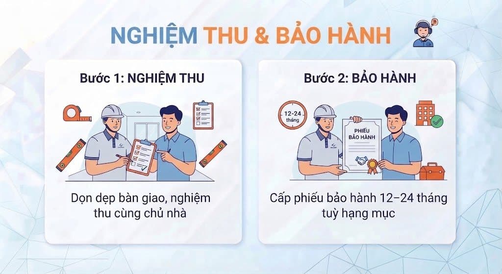 Nghiệm thu & bảo hành — quy trình sửa chữa nhà tại TP.HCM